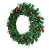 24" Pre-lit Artificial Spruce Christmas Wreath with berries