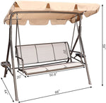 3 Person Patio Swing Seat with Drink Trays, Adjustable Canopy, Patio, Garden, Poolside, Balcony