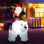 6.5 Feet Christmas Inflatable Santa Riding Polar Bear with Shaking Head LED Lights