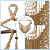 Caribbean Large Hammock Chair Swing Seat Hanging Chair with Tassels Tan light blue