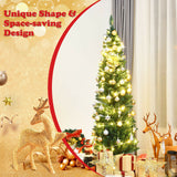 PVC Artificial Slim Pencil National Christmas Tree with Metal Stand