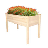 Raised Garden Bed Wood Patio Elevated Planter Box Kit with Stand Outdoor Backyard (Natural)