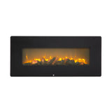 42 Inch 1400W Wall Hanging Fireplace Faux  Flame Wood Heating Wire Remote Control Black