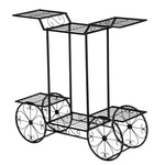 Garden Cart Wheeled Stand & Flower Pot Plant Holder Display Rack, 6 Tiers, Parisian Style Patio Black