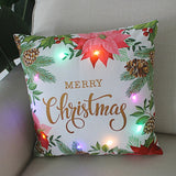 1 Pc Led Light Cushion Cover Wreath Print Christmas Decorations Christmas Pillow Case