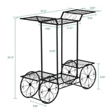 Garden Cart Wheeled Stand & Flower Pot Plant Holder Display Rack, 6 Tiers, Parisian Style Patio Black