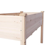 Raised Garden Bed Wood Patio Elevated Planter Box Kit with Stand Outdoor Backyard (Natural)