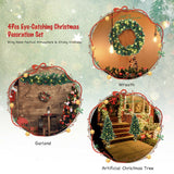 4 Pieces Christmas Decoration Set with Garland Wreath and 2 Entrance Trees