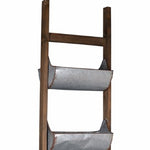 Garden 5 Tier Wood and Metal Ladder Planter, Brown and Silver