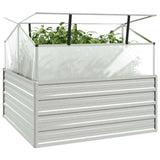 Garden plant Raised Bed with Greenhouse 39.4"x39.4"x33.5" Silver lifting lids