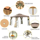 10 Feet x 10 Feet Awning Patio Screw-free Structure Canopy Tent