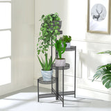 3/4 Tier step Metal Plant Stand Indoor Black Tall Flower Pot Holder Display Rack Foldable Patio Garden Balcony