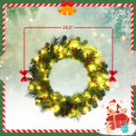 24" Pre-lit Artificial Spruce Christmas Wreath with berries