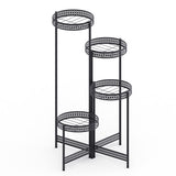 3/4 Tier step Metal Plant Stand Indoor Black Tall Flower Pot Holder Display Rack Foldable Patio Garden Balcony