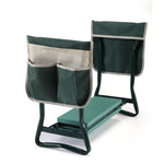 Outdoor 2-in-1 Garden Stool Kneeler Bench with Tool Bags, Kneeling Pad Portable Green