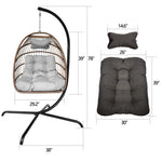 Swing Egg Chair, Stand, Indoor Outdoor Wicker Rattan Patio Basket Hanging Chair, C Type bracket ; cushion pillow;