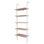 5-Tier Shelf Modern Wood Ladder Bookcase with Metal Frame, Industrial