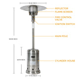 46000 BTU Propane Patio Heater, Stainless Steel, New Design, ETL Certificate