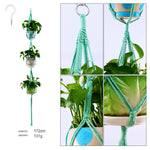 Macrame Plant Hanger with Hooks multi-Tiers Handmade Cotton Rope Hanging Planters Set Flower Pots Holder Stand Indoor Outdoor Boho Home Decor (Sea Green)