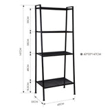 Multifunctional Metal 4 Shelf Bookcase;  Ladder-Shaped Plant Flower Stand Rack Storage Shelves