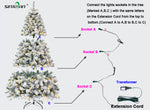 7.5ft Pre-lit Artificial Christmas Tree Flocked; Hinged, LED White Lights; Reinforced Metal Base