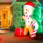 8FT Inflatable Christmas Giant Gingerbread Man; Xmas Decoration with Build-in LED;  Brown