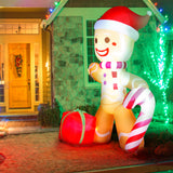 8FT Inflatable Christmas Giant Gingerbread Man; Xmas Decoration with Build-in LED;  Brown