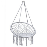 Comfortable And Safe Hanging Hammock Chair With Handwoven Macrame Cotton Backrest