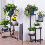 3/4 Tier step Metal Plant Stand Indoor Black Tall Flower Pot Holder Display Rack Foldable Patio Garden Balcony