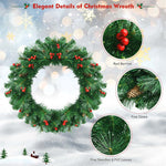 24" Pre-lit Artificial Spruce Christmas Wreath with berries