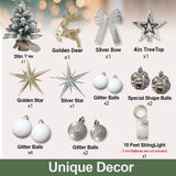 2ft Tabletop Artificial Mini Christmas Tree, Flocked Snow; Ornaments, Home & Office