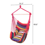 Free shipping Distinctive Cotton Canvas Hanging Rope Chair with Pillows Rainbow