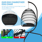 Swing Egg Chair, Stand, Indoor Outdoor Wicker Rattan Patio Basket Hanging Chair, C Type bracket ; cushion pillow;