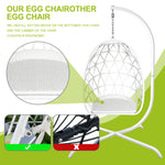Swing Egg Chair, Stand, Indoor Outdoor Wicker Rattan Patio Basket Hanging Chair, C Type bracket ; cushion pillow;