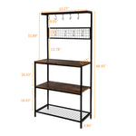 Metal Kitchen Bakers Rack Coffee Bar Microwave Oven Stand High Display Shelf for Spice Rack 10 Hooks