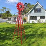 8FT Weather Resistant Yard Garden Windmill Trellis Red