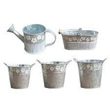 Embossed Metal Watering Can Flower Herb Pot Vase Storage Bucket - GardenDecorNmore.com