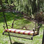 Hanging Iron Porch Swing Outdoor Patio Furniture Chair w/Armrests, Mounting Chains