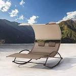 Rocking Double Sun Lounger with Canopy Textilene Cream