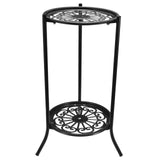 Metal 2 Tier plant Stand Shelf Black/White decorative display - GardenDecorNmore.com