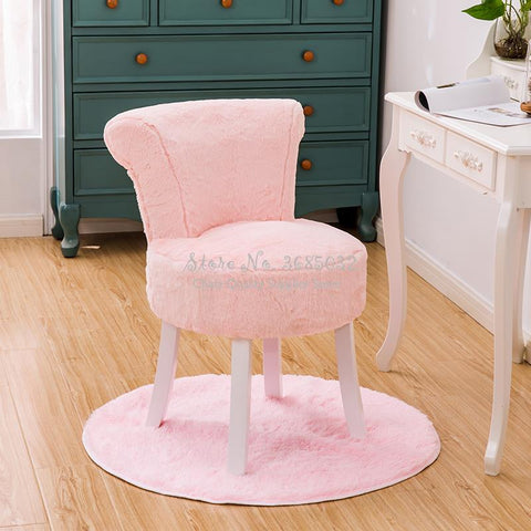 Creative Pink Cashmere Dressing Makeup Vanity Chair Backrest Stool - GardenDecorNmore.com