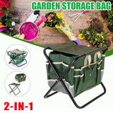 2 in 1 Garden Stool Chair Bag Folding Outdoor Fishing Camping Portable Seat Table - GardenDecorNmore.com