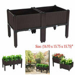 2PCS Rectangle Raised Elevated Garden Flower Bed Plant Herb Box Vegetable Planter