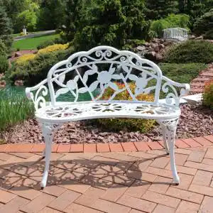 Decorative Iron Garden Bench 39.4“ Cast Aluminium White